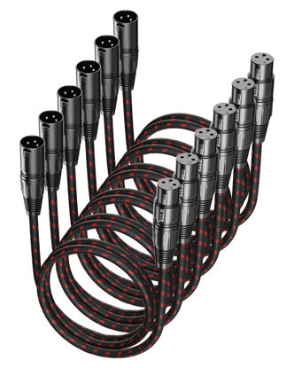 Picture of VANDESAIL XLR Cables 3 FT 6 Pack, XLR Microphone Cable Male to Female Nylon Braided 3 Pin XLR to XLR Cable Compatible with Microphones, Mixer, Speaker Systems and More