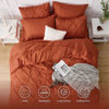 Picture of Bedsure Queen Comforter Set Burnt Orange - Bed in a Bag Queen Size 7 Pieces, GentleSoft™ Pintuck Bed Set Gift for Family, Pinch Pleat Burnt Orange Comforter with Sheets, Pillowcases & Shams