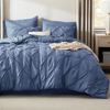 Picture of Bedsure Full Comforter Set Slate Blue - Bed in a Bag Full Size 7 Pieces, Pintuck Bed Set Gift for Family, Pinch Pleat Slate Blue Comforter with Sheets, Pillowcases & Shams