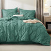 Picture of Bedsure King Size Comforter Set Graysih Green - Bed in a Bag King Size 7 Pieces, Pintuck Bed Set Gift for Family, Pinch Pleat Graysih Green Comforter with Sheets, Pillowcases & Shams