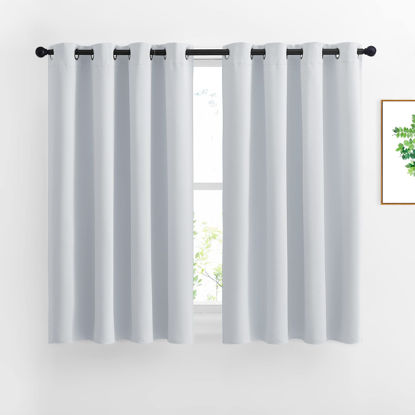 Picture of NICETOWN Room Darkening Curtains for Living Room - Window Treatment Thermal Insulated Grommet Room Darkening Panels/Drapes for Bedroom (Light Grey=Greyish White, 2 Panels, 52 by 45)