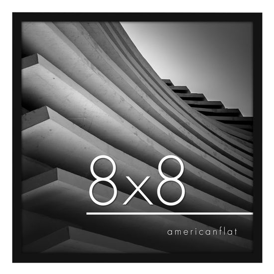 Picture of Americanflat 8x8 Picture Frame in Black - Use as 6x6 Picture Frame with Mat or 8x8 Frame Without Mat - Thin Border Square Picture Frame, Shatter-Resistant Glass, and Easel for Wall or Tabletop