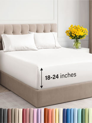 Picture of Extra Deep Twin Sheet Set - 4 Piece Breathable and Cooling Sheets - Hotel Luxury Bed Sheets Set - Easy Fit - Soft, Wrinkle Free and Comfy Sheets Set - Antique White Sheet Set with Extra Deep Pockets