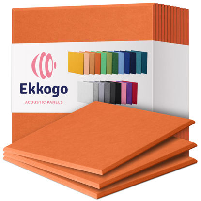Picture of Ekkogo Acoustic Panels 12-Pack Soundproof Wall Panels 12''X12''X0.4'' Sound Panels High Density Sound Dampening Panels - [Poppy Orange Square]