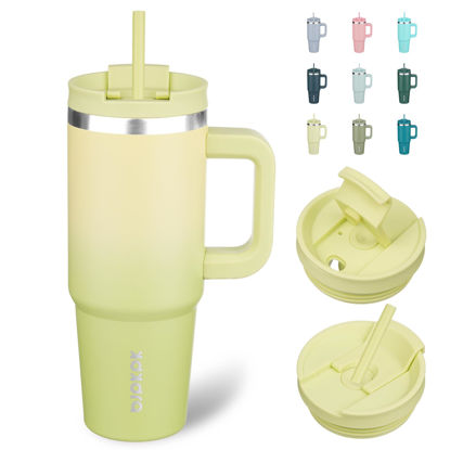Picture of BJPKPK 30 oz Tumbler With Handle Insulated Tumblers With Lid And Straw Stainless Steel Thermal Cup,Lime