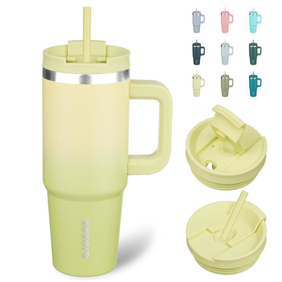 Picture of BJPKPK 30 oz Tumbler With Handle Insulated Tumblers With Lid And Straw Stainless Steel Thermal Cup,Lime
