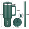 Picture of BJPKPK 40 oz Stainless Steel Tumbler With Handle Insulated Tumblers With 2 Straw Travel Coffee Mug With Lid,Army Green