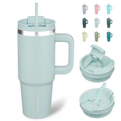 Picture of BJPKPK 30 oz Tumbler With Handle Insulated Tumblers With Lid And Straw Stainless Steel Thermal Cup,Blue Haze