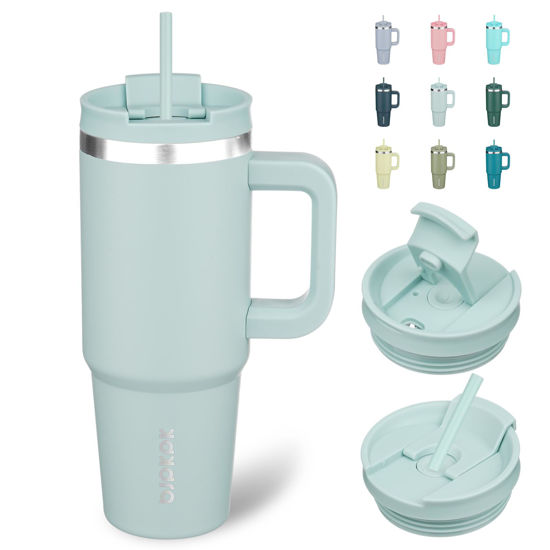 Picture of BJPKPK 30 oz Tumbler With Handle Insulated Tumblers With Lid And Straw Stainless Steel Thermal Cup,Blue Haze
