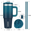 Picture of BJPKPK Tumbler With Handle And Straw 30oz Insulated Tumbler Cups With Lid Stainless Steel Travel Coffee Mug,Indigo Black