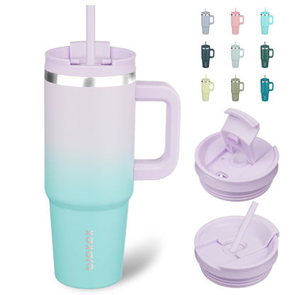 Picture of BJPKPK Tumbler With Handle 30 oz Stainless Steel Insulated Tumbler With Lid And Straw For Water Or Ice Coffee,Oasis
