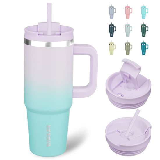 Picture of BJPKPK Tumbler With Handle 30 oz Stainless Steel Insulated Tumbler With Lid And Straw For Water Or Ice Coffee,Oasis