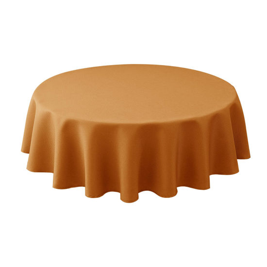 Picture of Biscaynebay Textured Fabric Round Christmas Tablecloths 60", Bronze Water Resistant Spill Proof Fabric Tablecloths for Kitchen, Dining, Wedding, Parties Machine Washable