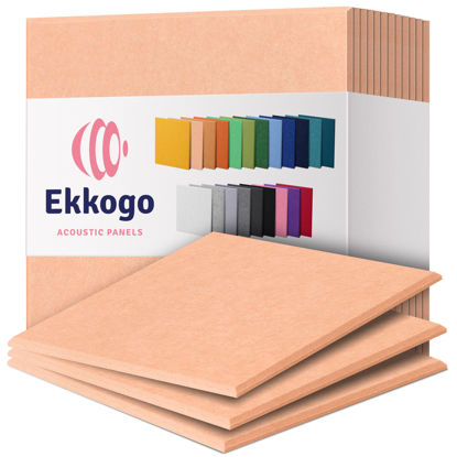 Picture of Ekkogo Acoustic Panels 12-Pack Soundproof Wall Panels 12''X12''X0.4'' Sound Panels High Density Sound Dampening Panels - [Peach Beige Square]