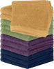 Picture of Utopia Towels 12 Pack Cotton Washcloths Set - 100% Ring Spun Cotton, Premium Quality Flannel Face Cloths, Highly Absorbent and Soft Feel Fingertip Towels (Beige, Plum, Sage Green, Navy)
