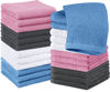 Picture of Utopia Towels 24 Pack Cotton Washcloths - 100% Ring Spun Cotton, Premium Quality Flannel Face Cloths, Highly Absorbent and Soft Feel Fingertip Towels (White, Grey, Electric Blue, Pink)