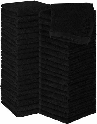 Picture of Utopia Towels 60 Pack Cotton Washcloths Set - 100% Ring Spun Cotton, Premium Quality Flannel Face Cloths, Highly Absorbent and Soft Feel Fingertip Towels (Black)