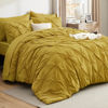 Picture of Bedsure King Size Comforter Set Mustard Yellow - Bed in a Bag King Size 7 Pieces, Pintuck Bed Set Gift for Family, Pinch Pleat Mustard Yellow Comforter with Sheets, Pillowcases & Shams