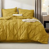 Picture of Bedsure King Size Comforter Set Mustard Yellow - Bed in a Bag King Size 7 Pieces, Pintuck Bed Set Gift for Family, Pinch Pleat Mustard Yellow Comforter with Sheets, Pillowcases & Shams