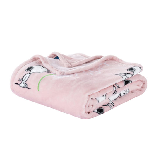 Picture of Berkshire Blanket Peanuts® VelvetLoft® Cute Character Snoopy Plush Throw Blanket,Peanuts Snoopy Make A Wish Spring Pink,Throw 55 in x 70 in (Official Peanuts® Product)