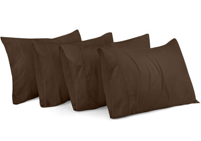 Picture of Utopia Bedding Queen Pillow Cases - Pack of 4 - Envelope Closure - Soft Brushed Microfiber Fabric - Shrinkage and Fade Resistant Pillow Covers Queen Size 20 X 30 Inches (Queen, Brown)