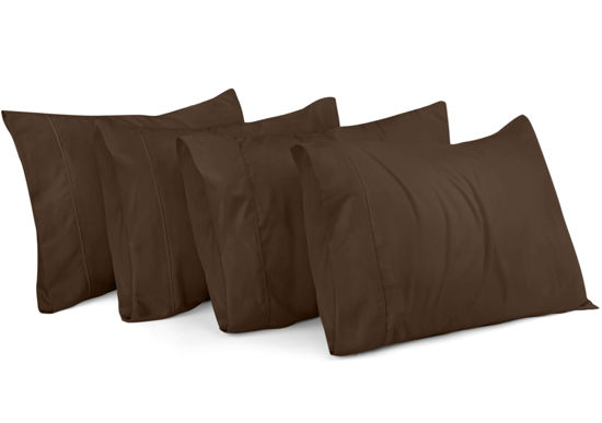 Picture of Utopia Bedding Queen Pillow Cases - Pack of 4 - Envelope Closure - Soft Brushed Microfiber Fabric - Shrinkage and Fade Resistant Pillow Covers Queen Size 20 X 30 Inches (Queen, Brown)