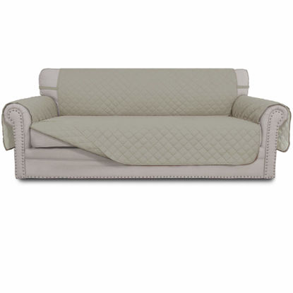 Picture of Easy-Going 4 Seater Sofa Slipcover Reversible Sofa Cover Water Resistant Couch Cover with Foam Sticks Elastic Straps Furniture Protector for Pets Children Dog Cat (XX-Large, Beige/Beige)