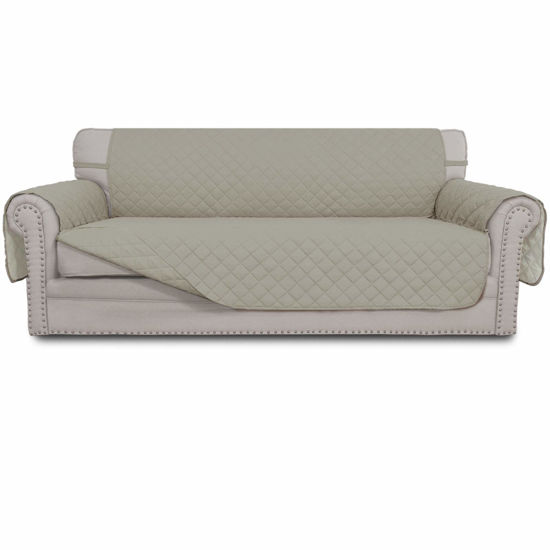 Picture of Easy-Going 4 Seater Sofa Slipcover Reversible Sofa Cover Water Resistant Couch Cover with Foam Sticks Elastic Straps Furniture Protector for Pets Children Dog Cat (XX-Large, Beige/Beige)