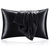 Picture of BEDELITE Satin Pillowcase for Hair and Skin, Super Soft and Cooling Similar to Silk Pillow Cases 2 Pack with Envelope Closure, Gift for Women Men(20"x30" Queen Size, Black)