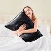 Picture of BEDELITE Satin Pillowcase for Hair and Skin, Super Soft and Cooling Similar to Silk Pillow Cases 2 Pack with Envelope Closure, Gift for Women Men(20"x30" Queen Size, Black)