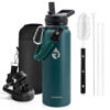 Picture of RAYMYLO Insulated Water Bottle 40 oz, Triple Wall Vacuum Stainless Steel (Cold for 48 Hrs), Leak Proof & Non-BPA, Modern Water Flask Jug with Paracord Handle & Straw Spout Lids, Dark Green