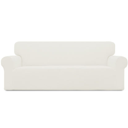 Picture of Easy-Going Stretch Sofa Slipcover 1-Piece Sofa Cover Furniture Protector Couch Soft with Elastic Bottom for Kids, Polyester Spandex Jacquard Fabric Small Checks (Sofa, Cream)