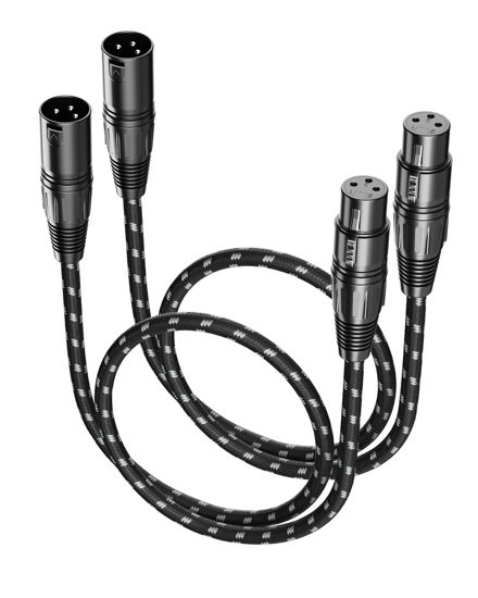 Picture of VANDESAIL Short XLR Cables, Microphone Cable 2ft Feet 2 Pack, Mic Cord Braided Balanced 3 Pin Connector Male to Female XLR for Mixer, XLR Speaker Systems ect