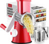 Picture of Zulay Kitchen Cheese Grater Hand Crank, Grater For Kitchen With Reinforced Suction - Rotary Cheese Grater With 3 Replaceable Stainless Steel Blades - Easy to Use & Clean - Vegetable Cutter - Red