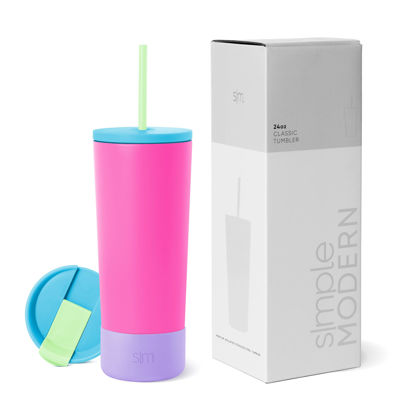 Picture of Simple Modern Insulated Tumbler with Lid, Straw, & Boot | Iced Coffee Cup Reusable Stainless Steel Water Bottle Travel Mug | Gifts for Women Men Her Him | Classic Collection | 24oz | 80s Mix