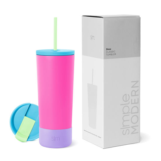 Picture of Simple Modern Insulated Tumbler with Lid, Straw, & Boot | Iced Coffee Cup Reusable Stainless Steel Water Bottle Travel Mug | Gifts for Women Men Her Him | Classic Collection | 24oz | 80s Mix