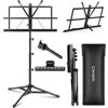 Picture of CAHAYA 2 in 1 Dual Use Folding Sheet Music Stand & Desktop Book Stand Higher Version Lightweight Portable Adjustable with Carrying Bag, Metal Music Stand with Music Sheet Clip Holder CY0305