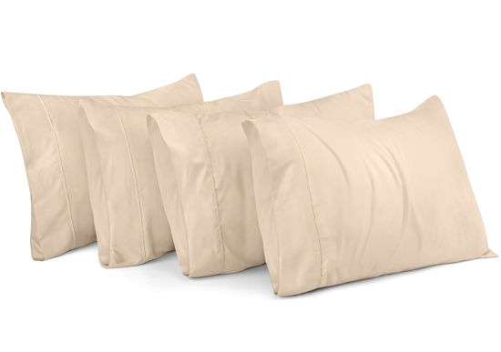 Picture of Utopia Bedding King Pillow Cases - 4 Pack - Envelope Closure - Soft Brushed Microfiber Fabric - Shrinkage and Fade Resistant Pillow Covers King Size 20 X 40 Inches (King, Beige)