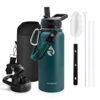 Picture of RAYMYLO Insulated Water Bottle 32 oz, Triple Wall Vacuum Stainless Steel (Cold for 48 Hrs), Leak Proof & Non-BPA, Modern Water Flask Jug with Paracord Handle & Straw Spout Lids, Dark Green