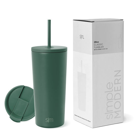 Picture of Simple Modern Insulated Tumbler with Lid and Straw | Iced Coffee Cup Reusable Stainless Steel Water Bottle Travel Mug | Gifts for Women Men Her Him | Classic Collection | 20oz | Forest