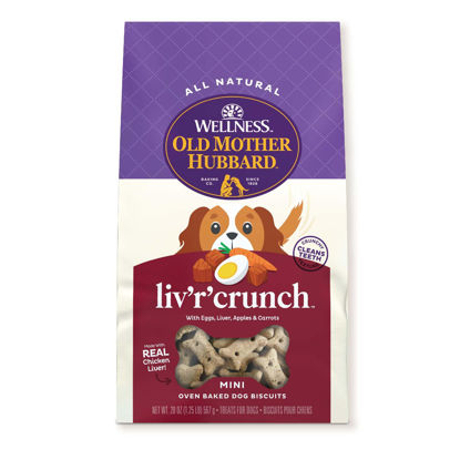 Picture of Wellness Old Mother Hubbard Liv'R'Crunch Dog Biscuits, Natural, Training Treats, Chicken Liver, Oats, Apples, Carrots, & Eggs Flavor, Mini Size, (20 Ounce Bag)