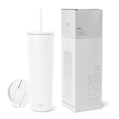 Picture of Simple Modern Insulated Tumbler with Lid and Straw | Iced Coffee Cup Reusable Stainless Steel Water Bottle Travel Mug | Gifts for Women Men Her Him | Classic Collection | 28oz | Winter White