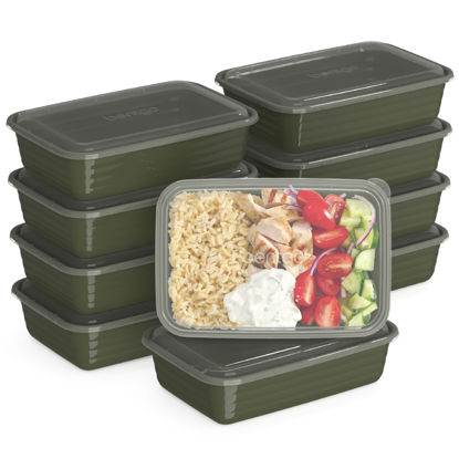 Picture of Bentgo 20-Piece Lightweight, Durable, Reusable BPA-Free 1-Compartment Containers - Microwave, Freezer, Dishwasher Safe - Khaki Green