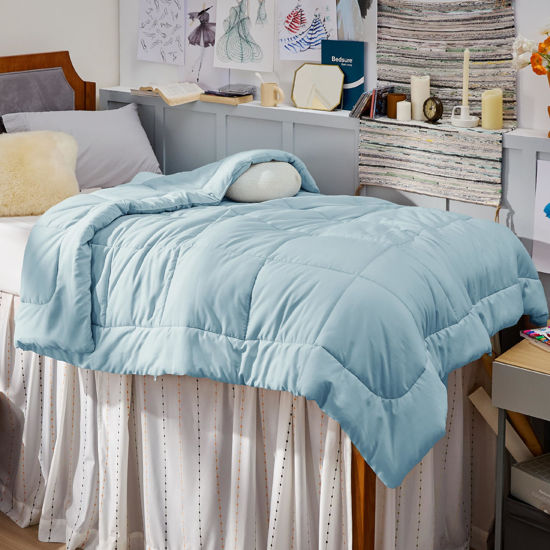 Picture of Bedsure Comforter Duvet Insert - Quilted Comforters Twin Size, All Season Duvet, Down Alternative Bedding, with 8 Tabs, Gifts for Women/Men, Light Blue, Twin 88 x 68 Inches