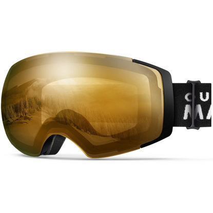 Picture of OutdoorMaster Ski Goggles PRO - Frameless, Interchangeable Lens 100% UV400 Protection Snow Goggles for Men & Women (Blackframe Orangelens VLT65%)