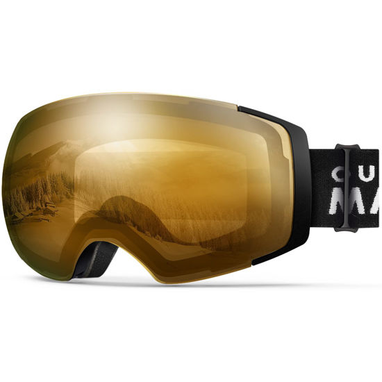 Picture of OutdoorMaster Ski Goggles PRO - Frameless, Interchangeable Lens 100% UV400 Protection Snow Goggles for Men & Women (Blackframe Orangelens VLT65%)
