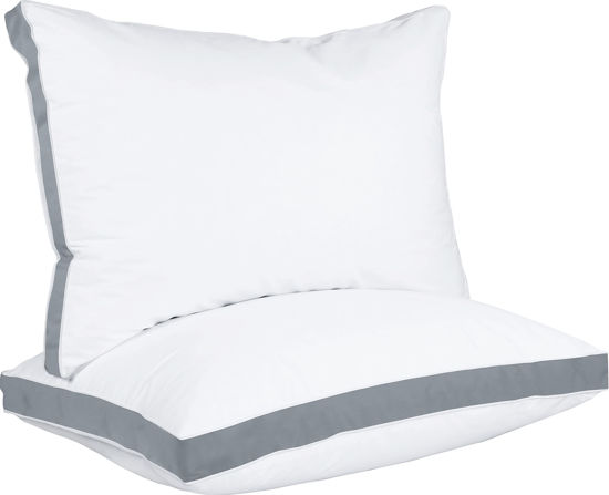 Picture of Utopia Bedding Bed Pillows for Sleeping Queen Size (Grey), Set of 2, Cooling Hotel Quality, Gusseted Pillow for Back, Stomach or Side Sleepers
