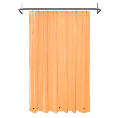 Picture of Mrs Awesome Clear Orange Shower Curtain Liner with 3 Magnets, 72x72 Premium Flexible Sturdy Plastic Shower Curtain for Bathroom Lightweight & Waterproof, Clear Orange