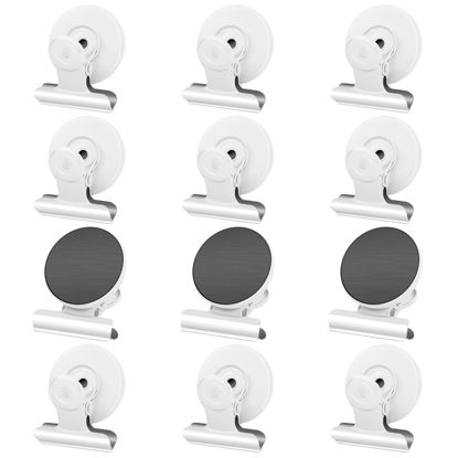 Picture of 12Pack Fridge Magnets Refrigerator Magnets Magnetic Clips Heavy Duty for Fridge, Clips Magnets Whiteboard Magnets Clips Detailed List Display Paper Fasteners on Home& Office& Teaching (White, 12)