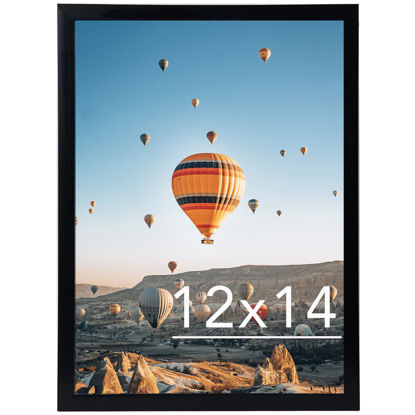 Picture of JCJMY 12x14 Picture Frame Black for Wall Hanging, Wall Mounting Horizontally or Vertically, 12 x 14 Wall Gallery Poster Photo Frames with Shatter Resistant Plexiglass, Black